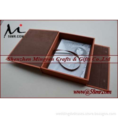 Wedding Fabric Linen Leather Wood Photo Storage Box
